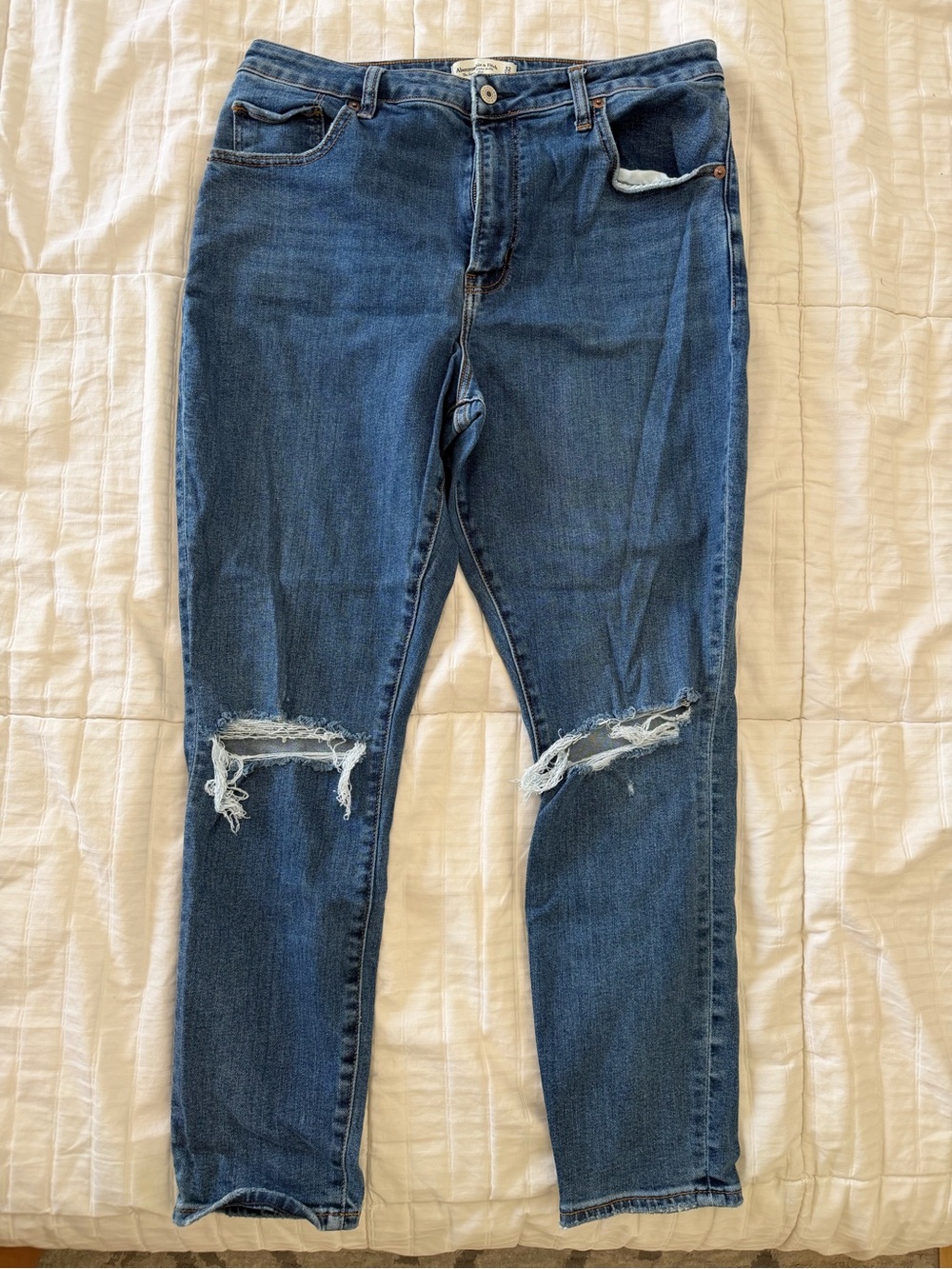 Dark Blue Distressed High-Rise Women’s Jeans